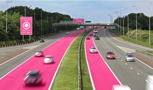 Pinke fahrbahn